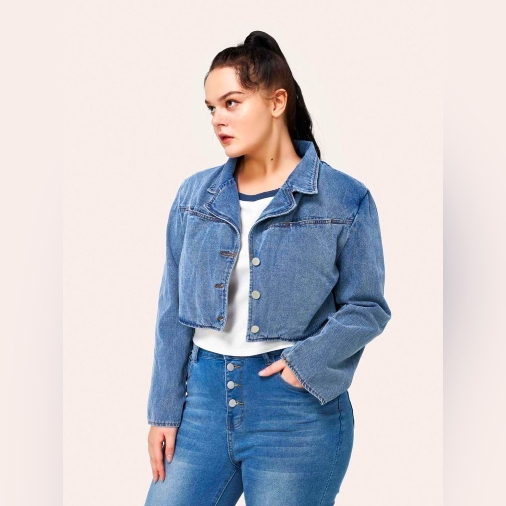 CIDER Crop Denim Jacket Blue M